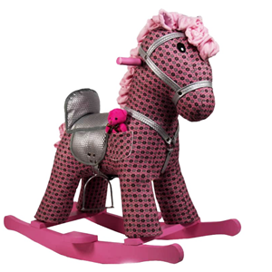 راکر اسب کودک چوبی گلی صورتی - مشکی -اسباب بازی